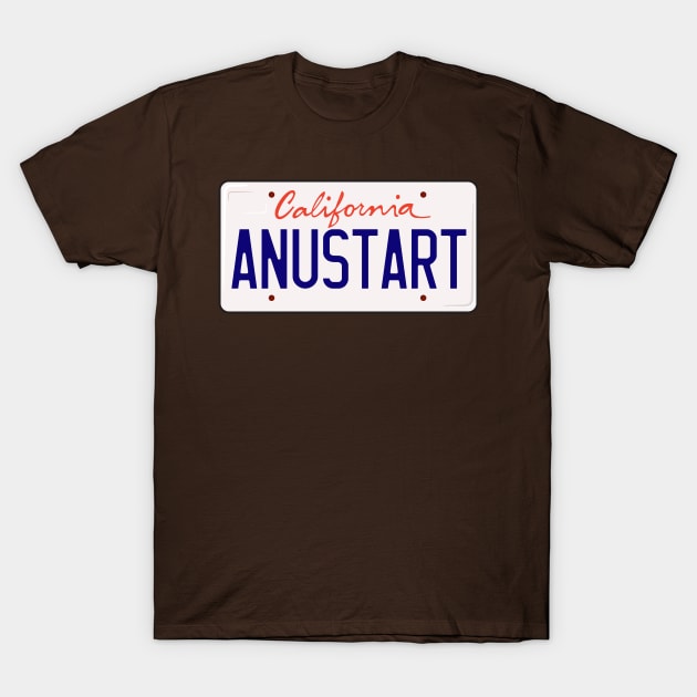 Tobias Funke Anustart A New Start License Plate T-Shirt by Meta Cortex